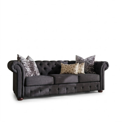 jvmoebel ® - Sofa zamszowa kanapa - Royal Grey Sofa trzyosobowa w komplecie Nowa