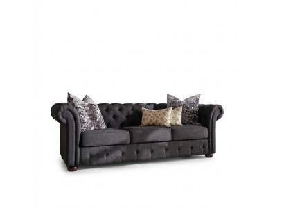 jvmoebel ® - Sofa zamszowa kanapa - Royal Grey Sofa trzyosobowa w komplecie Nowa