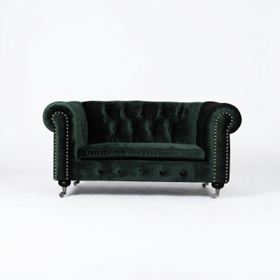 Chesterfield 2-osobowa klasyczna luksusowa sofa barokowa w stylu rokokowym, tapicerowana skórą i tkaniną, nowa.
