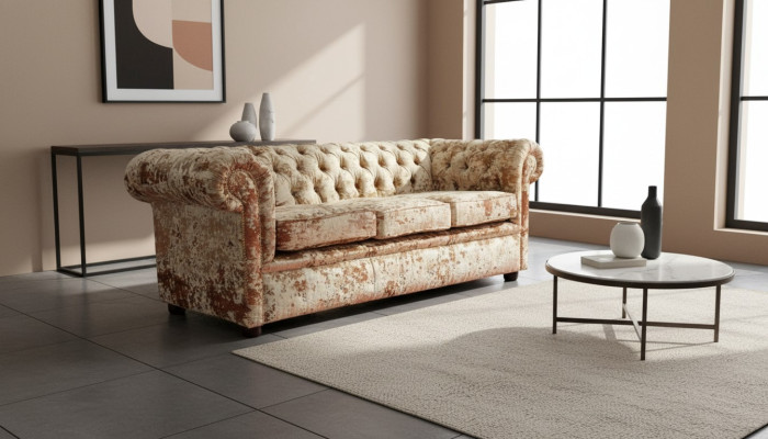 Designerska sofa do salonu - Pokrycie Włókienniczy Aksamit Materiał - Klasyczna kanapa