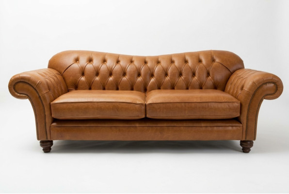Luksusowa 3-osobowa kanapa do salonu Brown Chesterfield