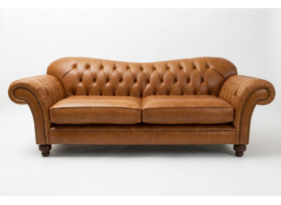 Luksusowa 3-osobowa kanapa do salonu Brown Chesterfield