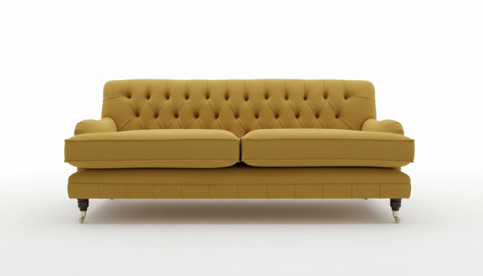 Żółty Materiał Chesterfield Podkładka z projektem trzyosobowej kanapy do salonu
