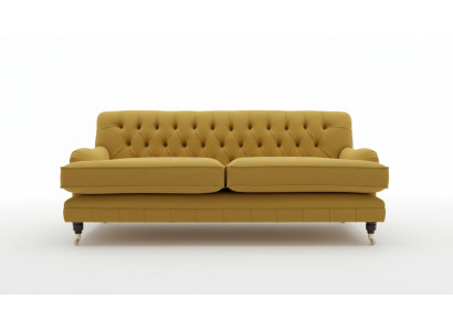 Żółty Materiał Chesterfield Podkładka z projektem trzyosobowej kanapy do salonu