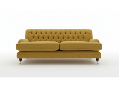 Żółty Materiał Chesterfield Podkładka z projektem trzyosobowej kanapy do salonu