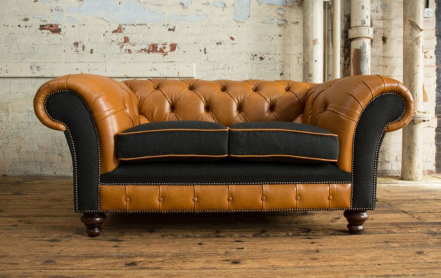 jvmoebel ® Sofa z eko skóry - Design kanapy tapicerowanej dwuosobowej w brązowym zestawie