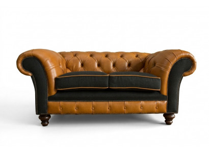 jvmoebel ® Sofa z eko skóry - Design kanapy tapicerowanej dwuosobowej w brązowym zestawie