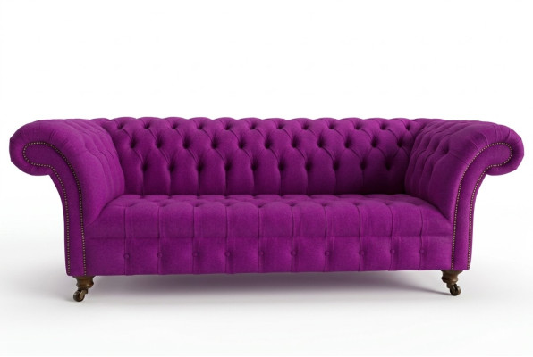 Chesterfield 3-miejscowy klasyczny luksusowy fioletowy różowy różowy sofa kanapa z tkaniny