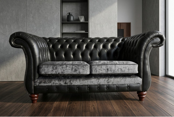 Chesterfield 2 osobowa klasyczna luksusowa kanapa barokowo-rococo skórzana kanapa nowa