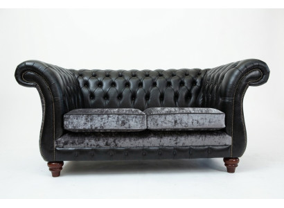 Chesterfield 2 osobowa klasyczna luksusowa kanapa barokowo-rococo skórzana kanapa nowa