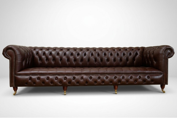 Brązowa 4-osobowa sofa Chesterfield klasyczna luksusowa barokowa sofa w stylu rokoko