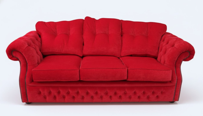 Materiał Red Chesterfield Podkładka z projektem trzyosobowej kanapy do salonu