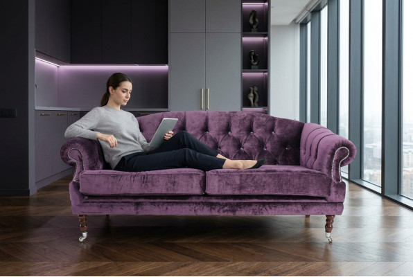 Barokowa Sofa Rokokowa Włókienniczy Aksamit Chesterfield - designerskie kanapy