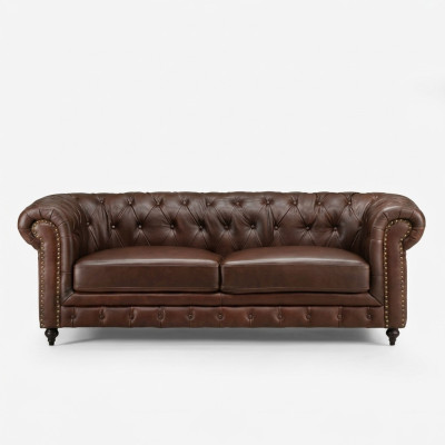 Chesterfield 3 osobowa klasyczna luksusowa sofa barokowa rokoko z tekstylną skórzaną kanapą nowa