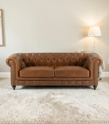 jvmoebel ® - Sofa z skóry - Brązowy fotel tapicerowany Treosobowa sofa zestaw
