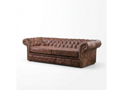 Brown Chesterfield 3 miejsce do siedzenia Klasyczna luksusowa barokowa sofa Włókienniczy Skóra Couch Style