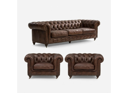 Zestaw sofowy 3+1 miejsce do siedzenia Couch Podkładka Siedziba Chesterfield Couches Włókienniczy Skóra Nowy