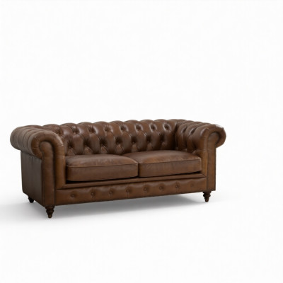 jvmoebel ® Sofa Skórzana Kanapa - Design Tapicerki Dwuosobowa Kanapa Komplet Brązowa