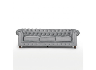 Chesterfield 5 miejsce do siedzenia Klasyczna luksusowa sofa Włókienniczy Skóra Couch Silver Couches
