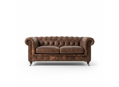 Brązowa Chesterfield Męska Sofa Klubowa Sofa Skóra Podkładka Trzyosobowa
