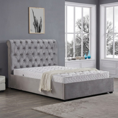Royal Grey Sypialnia Łóżko Podkładka do łóżka Chesterfield Design Włókienniczy