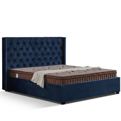 Royal Blue Sypialnia Łóżko Podkładka Łóżka Podwójne Chesterfield Design