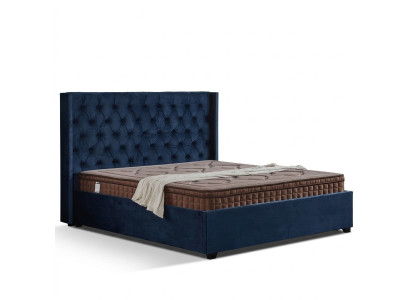 Royal Blue Sypialnia Łóżko Podkładka Łóżka Podwójne Chesterfield Design