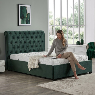 Modern Green Chesterfield Podwójne łóżko Designerskie luksusowe łóżko