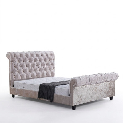 Nowoczesne beżowe łóżko Chesterfield Designer Podwójne łóżko Luxury Meble