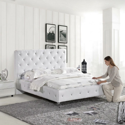 Chesterfield Łóżko Design Sypialnia Łóżko angielskie 140x200cm Włókienniczy Podkładka