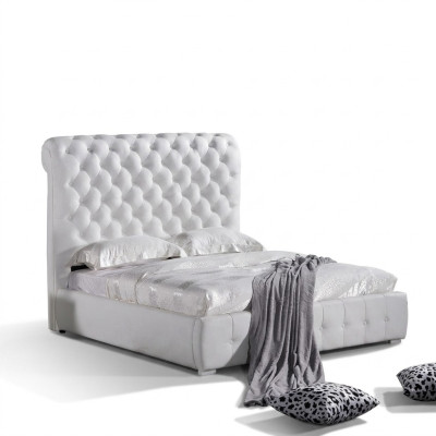 Łóżko Classic Sypialnia 160x200 cm Skóra Włókienniczy Chesterfield Łóżko Hotelowe