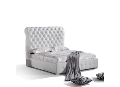 Łóżko Classic Sypialnia 160x200 cm Skóra Włókienniczy Chesterfield Łóżko Hotelowe