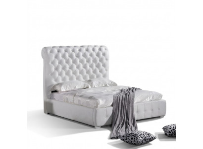 Łóżko Classic Sypialnia 160x200 cm Skóra Włókienniczy Chesterfield Łóżko Hotelowe
