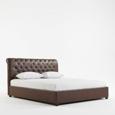 Modern Brown Chesterfield Podwójne łóżko Designerskie łóżko Sypialnia