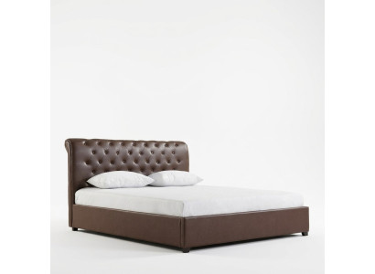 Modern Brown Chesterfield Podwójne łóżko Designerskie łóżko Sypialnia
