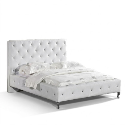 Chesterfield Designer Łóżko Sypialnia Skóra Włókienniczy Podkładka 140/160/180/200 cm