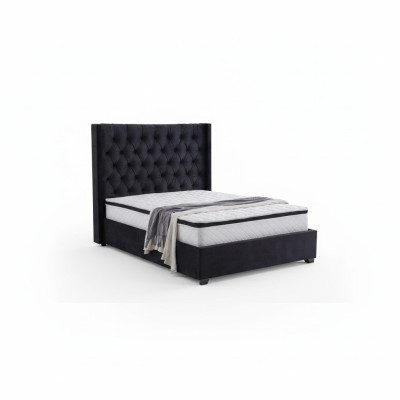 Nowoczesne, luksusowe podwójne łóżko Chesterfield w kolorze czarnym