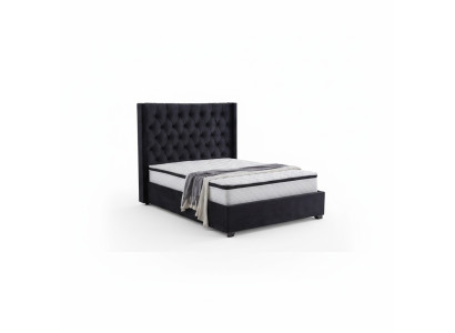 Nowoczesne, luksusowe podwójne łóżko Chesterfield w kolorze czarnym