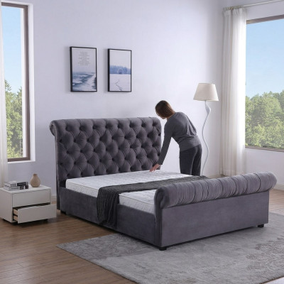 Design Chesterfield Łóżko Włókiennicze Skóra Hotelowe łóżko Sypialnia Nowa Podkładka Aksamit