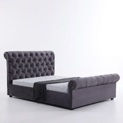 Design Chesterfield Łóżko Włókiennicze Skóra Hotelowe łóżko Sypialnia Nowa Podkładka Aksamit