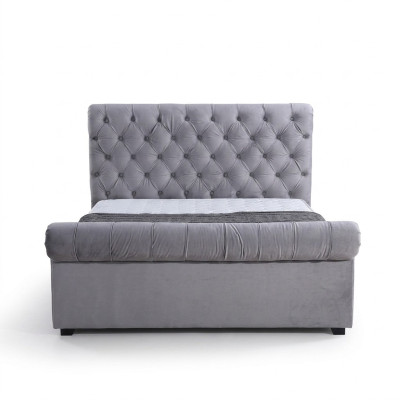 Design Chesterfield Łóżko Włókiennicze Podkładka Skóra Hotel łóżko Sypialnia New Aksamit