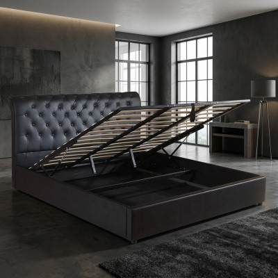 Black Luxury Chesterfield Designer Podwójne łóżko Podkładka łóżko