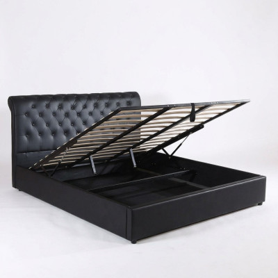 Black Luxury Chesterfield Designer Podwójne łóżko Podkładka łóżko