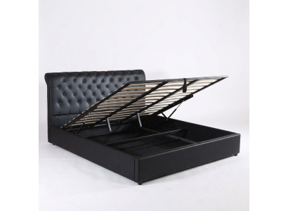 Black Luxury Chesterfield Designer Podwójne łóżko Podkładka łóżko