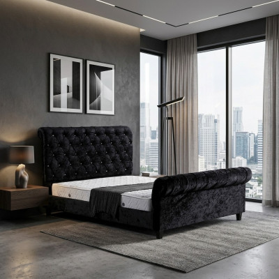 Czarna Sypialnia Chesterfield Łóżko Noble Sypialnia Łóżko