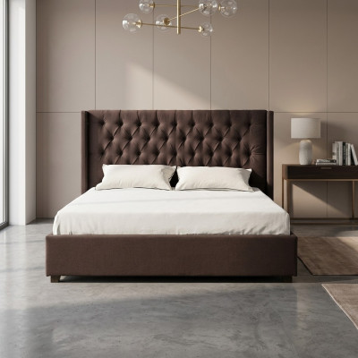 Sypialnia Łóżko 200x200cm Podkładka do łóżka Chesterfield Włókienniczy Materiał