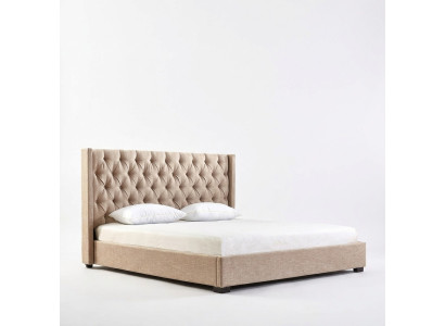 Beżowa Sypialnia łóżka Podkładka Łóżko Chesterfield Włókienniczy Materiał Nowość