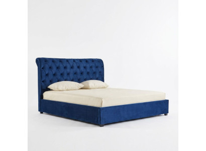 Blue Chesterfield Podwójne łóżko Sypialnia Luxus Meble Podkładka łóżko