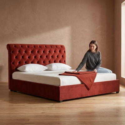 Royal red Sypialnia Chesterfield Podwójne łóżko tapicerowane luksusowy design