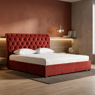 Royal red Sypialnia Chesterfield Podwójne łóżko tapicerowane luksusowy design